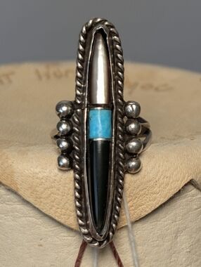 Large Vintage Sterling Silver 925 Multi-Stone Long Statement Ring